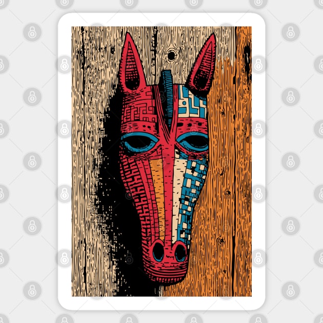 African Tribal Horse Mask | Boho World Traveler Art Sticker by TuncGK